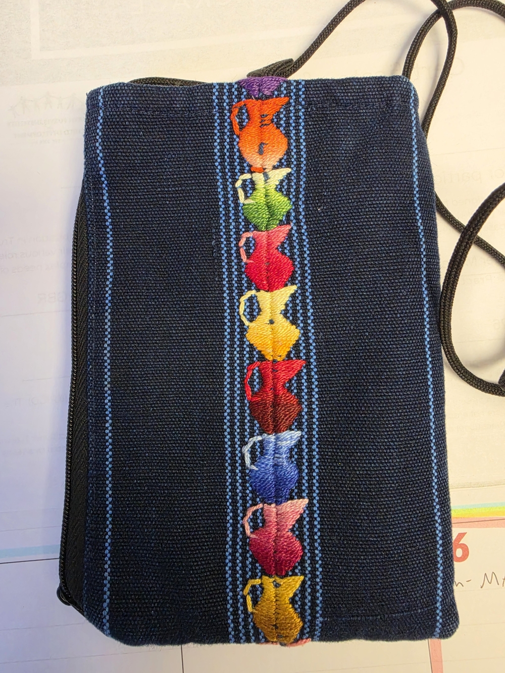 BAMBOO Navy Crossbody with Rainbow Pitcher Motif